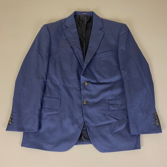 Stafford Classic Fit Travel Blazer 44 Short Suit Separate Wool Blend Blue - Picture 1 of 16